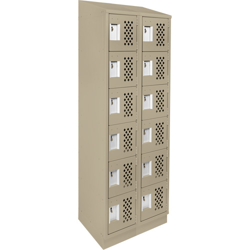Clean-Line Perforated Lockerette, 6 -tier, Bank of 2, 15" x 72" x 12", Steel Groupe Belzile Dickner