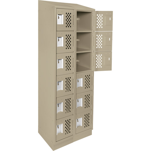 Clean-Line Perforated Lockerette, 6 -tier, Bank of 2, 15" x 72" x 12", Steel Groupe Belzile Dickner