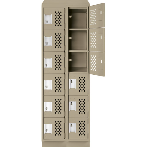 Clean-Line Perforated Lockerette, 6 -tier, Bank of 2, 15" x 72" x 12", Steel Groupe Belzile Dickner