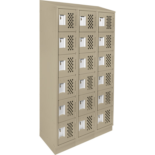 Clean-Line Perforated Lockerette, 6 -tier, Bank of 3, 12" x 72" x 12", Steel Groupe Belzile Dickner
