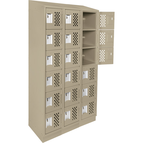 Clean-Line Perforated Lockerette, 6 -tier, Bank of 3, 12" x 72" x 12", Steel Groupe Belzile Dickner