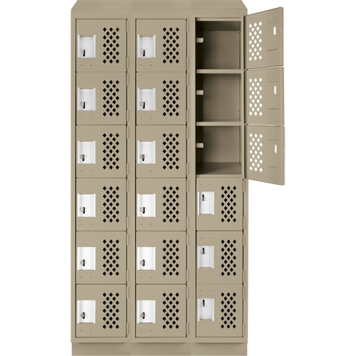 Clean-Line Perforated Lockerette, 6 -tier, Bank of 3, 12" x 72" x 12", Steel Groupe Belzile Dickner