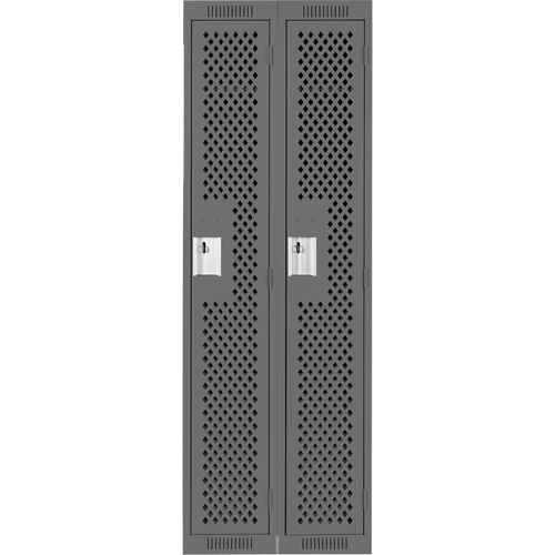 Clean Line Lockers, Bank of 2, 24" x 15" x 72", Steel, Charcoal, Rivet (Assembled), Perforated Groupe Belzile Dickner