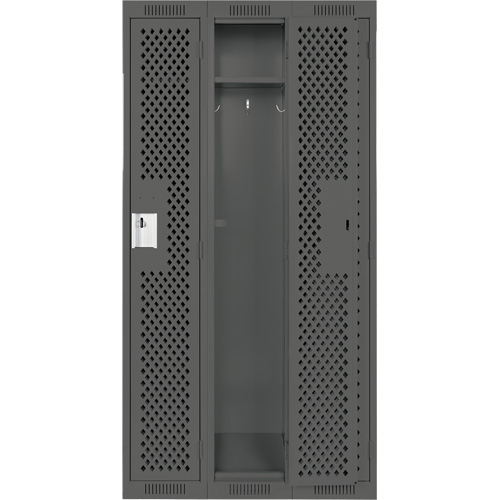 Clean Line Lockers, Bank of 3, 36" x 12" x 72", Steel, Charcoal, Rivet (Assembled), Perforated Groupe Belzile Dickner