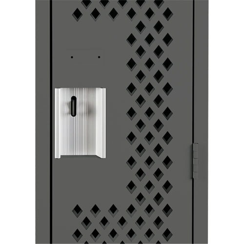 Clean Line Lockers, Bank of 3, 36" x 12" x 72", Steel, Charcoal, Rivet (Assembled), Perforated Groupe Belzile Dickner