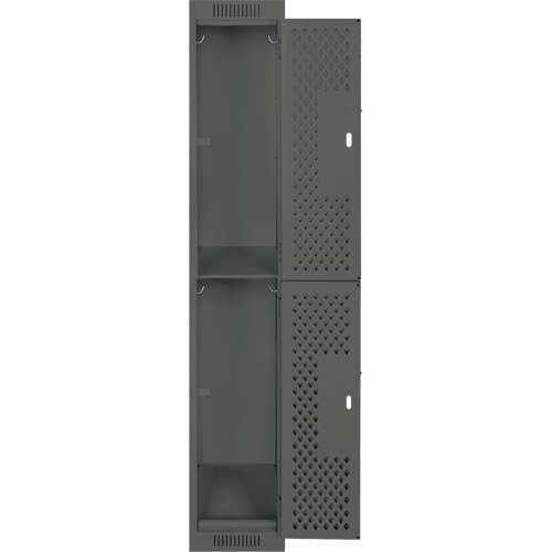 Clean Line Lockers, 2 -tier, 12" x 12" x 72", Steel, Charcoal, Rivet (Assembled), Perforated Groupe Belzile Dickner