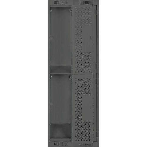 Clean Line Lockers, 2 -tier, Bank of 2, 24" x 15" x 72", Steel, Charcoal, Rivet (Assembled), Perforated Groupe Belzile Dickner