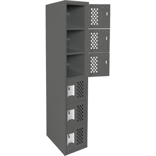 Assembled Lockerettes Clean Line Perforated Economy Lockers, 6 -tier, 18" x 72" x 12", Steel Groupe Belzile Dickner