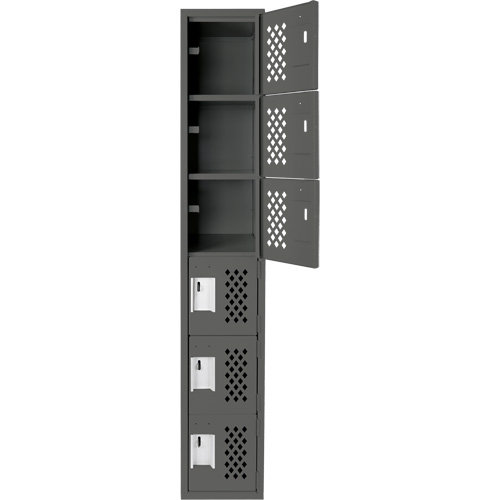 Assembled Lockerettes Clean Line Perforated Economy Lockers, 6 -tier, 18" x 72" x 12", Steel Groupe Belzile Dickner