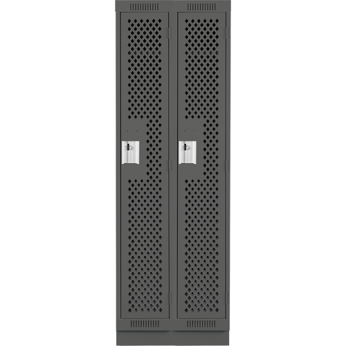 Clean Line Lockers, Bank of 2, 24" x 15" x 76", Steel, Charcoal, Rivet (Assembled), Perforated Groupe Belzile Dickner