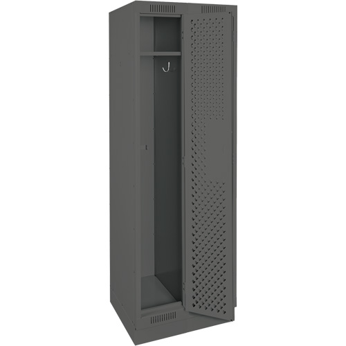 Clean Line Lockers, Bank of 2, 24" x 15" x 76", Steel, Charcoal, Rivet (Assembled), Perforated Groupe Belzile Dickner