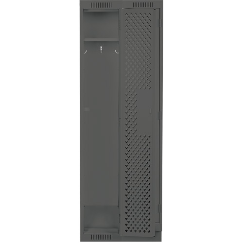 Clean Line Lockers, Bank of 2, 24" x 15" x 76", Steel, Charcoal, Rivet (Assembled), Perforated Groupe Belzile Dickner