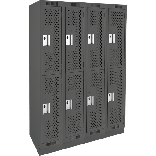 Casiers Clean Line, 2 niveaux, Bloc de 4, 48" x 18" x 76", Acier, Charbon, Rivet (assembl&eacute;), Perfor&eacute; Groupe Belzile Dickner