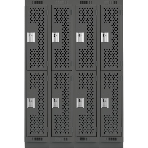 Casiers Clean Line, 2 niveaux, Bloc de 4, 48" x 18" x 76", Acier, Charbon, Rivet (assembl&eacute;), Perfor&eacute; Groupe Belzile Dickner