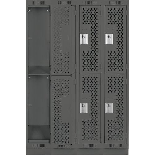 Casiers Clean Line, 2 niveaux, Bloc de 4, 48" x 18" x 76", Acier, Charbon, Rivet (assembl&eacute;), Perfor&eacute; Groupe Belzile Dickner