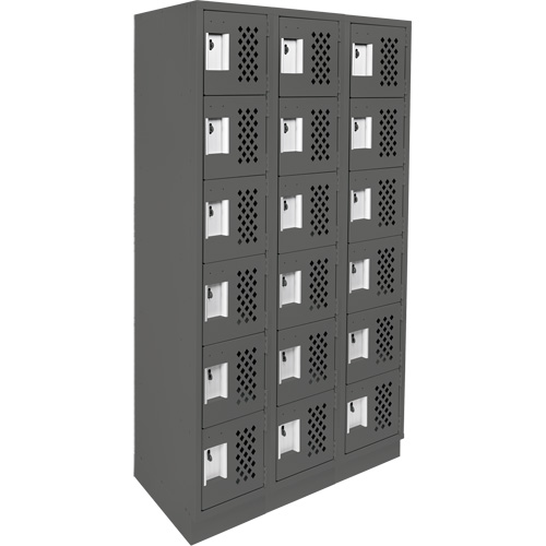 Assembled Lockerettes Clean Line Perforated Economy Lockers, 6 -tier, Bank of 3, 18" x 72" x 12", Steel Groupe Belzile Dickner