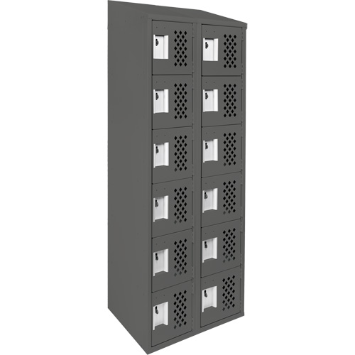 Assembled Lockerettes Clean Line Perforated Economy Lockers, 6 -tier, Bank of 2, 18" x 72" x 12", Steel Groupe Belzile Dickner