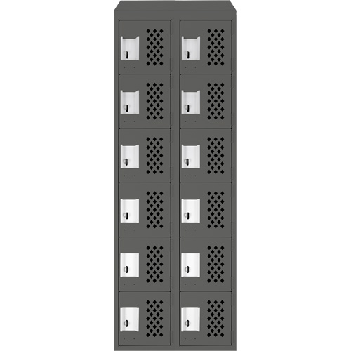 Assembled Lockerettes Clean Line Perforated Economy Lockers, 6 -tier, Bank of 2, 18" x 72" x 12", Steel Groupe Belzile Dickner