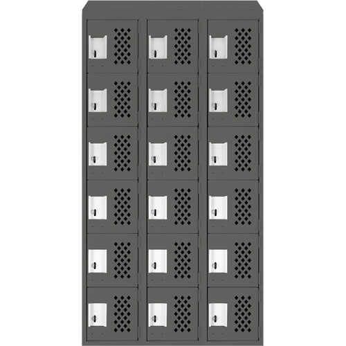 Assembled Lockerettes Clean Line Perforated Economy Lockers, 6 -tier, Bank of 3, 18" x 72" x 12", Steel Groupe Belzile Dickner