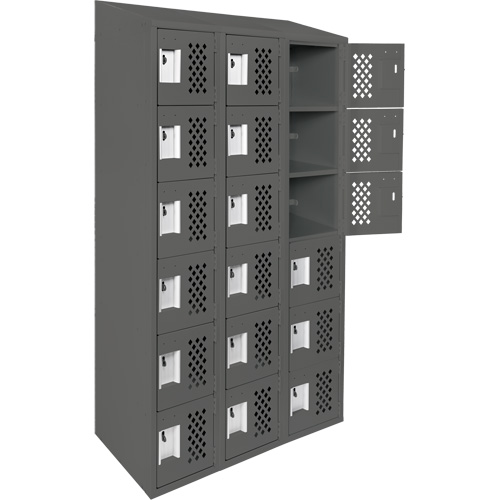Assembled Lockerettes Clean Line Perforated Economy Lockers, 6 -tier, Bank of 3, 18" x 72" x 12", Steel Groupe Belzile Dickner
