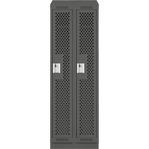 Clean Line Lockers, Bank of 2, 24" x 18" x 82", Steel, Charcoal, Rivet (Assembled), Perforated Groupe Belzile Dickner