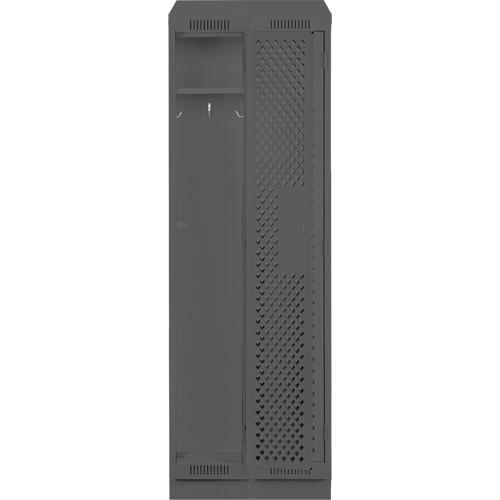 Clean Line Lockers, Bank of 2, 24" x 18" x 82", Steel, Charcoal, Rivet (Assembled), Perforated Groupe Belzile Dickner