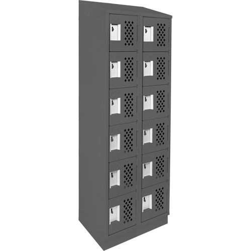 Clean-Line Perforated Lockerette, 6 -tier, Bank of 2, 15" x 72" x 12", Steel Groupe Belzile Dickner