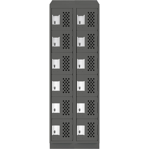 Clean-Line Perforated Lockerette, 6 -tier, Bank of 2, 15" x 72" x 12", Steel Groupe Belzile Dickner