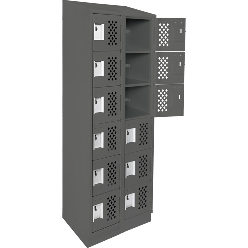 Clean-Line Perforated Lockerette, 6 -tier, Bank of 2, 15" x 72" x 12", Steel Groupe Belzile Dickner