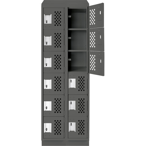 Clean-Line Perforated Lockerette, 6 -tier, Bank of 2, 15" x 72" x 12", Steel Groupe Belzile Dickner