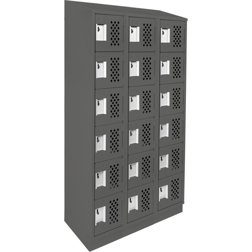 Clean-Line Perforated Lockerette, 6 -tier, Bank of 3, 15" x 72" x 12", Steel Groupe Belzile Dickner