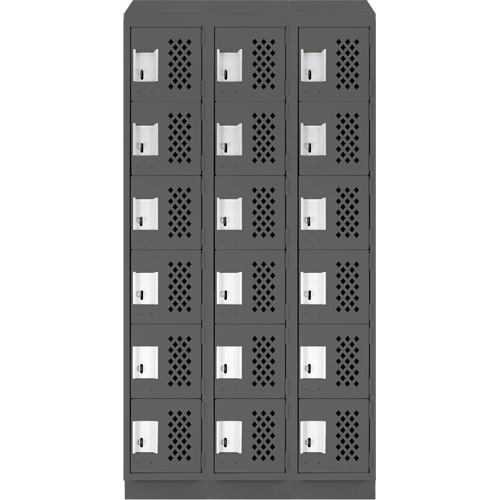 Clean-Line Perforated Lockerette, 6 -tier, Bank of 3, 15" x 72" x 12", Steel Groupe Belzile Dickner