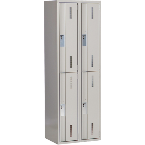 Concorde Heavy-Duty Lockers, 2 -tier, Bank of 2, 24" x 18" x 72", Steel, Grey, Welded (Assembled) Groupe Belzile Dickner