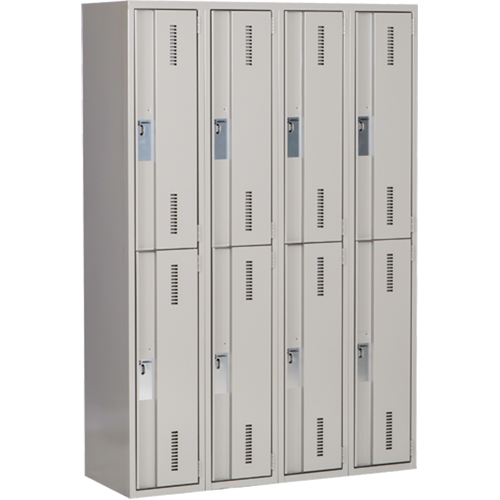 Concorde Heavy-Duty Lockers, 2 -tier, Bank of 4, 48" x 18" x 72", Steel, Grey, Welded (Assembled) Groupe Belzile Dickner