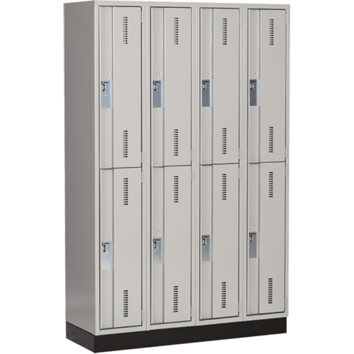 Concorde Heavy-Duty Lockers, 2 -tier, Bank of 4, 48" x 18" x 76", Steel, Grey, Welded (Assembled) Groupe Belzile Dickner