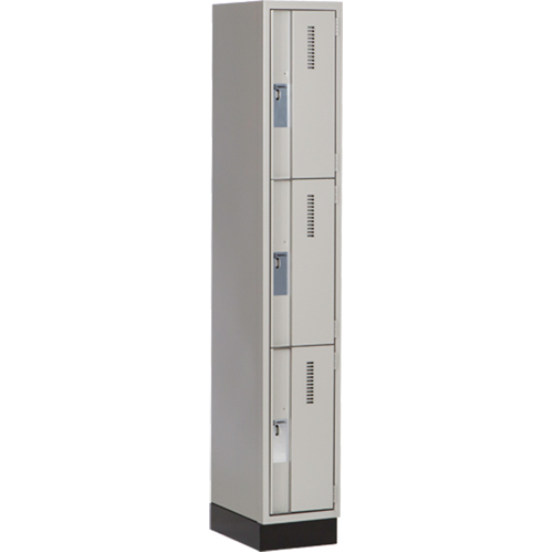 Concorde Heavy-Duty Lockers, 3 -tier, 12" x 18" x 76", Steel, Grey, Welded (Assembled) Groupe Belzile Dickner