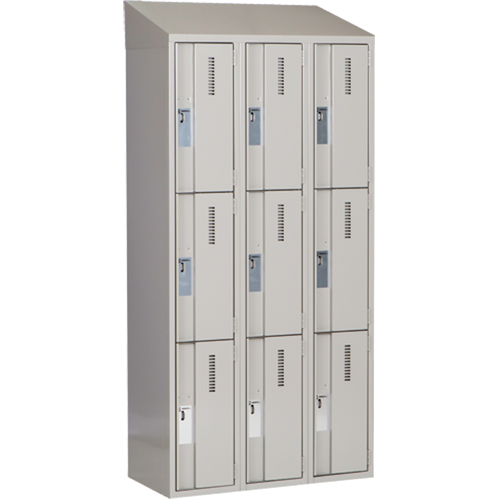 Concorde Heavy-Duty Lockers, 3 -tier, Bank of 3, 36" x 18" x 78", Steel, Grey, Welded (Assembled) Groupe Belzile Dickner