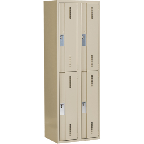 Casiers robustes Concorde, 2 niveaux, Bloc de 2, 24" x 18" x 72", Acier, Beige, Soud&eacute; (assembl&eacute;) Groupe Belzile Dickner