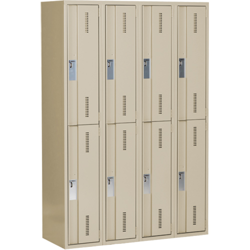 Concorde Heavy-Duty Lockers, 2 -tier, Bank of 4, 48" x 18" x 72", Steel, Beige, Welded (Assembled) Groupe Belzile Dickner