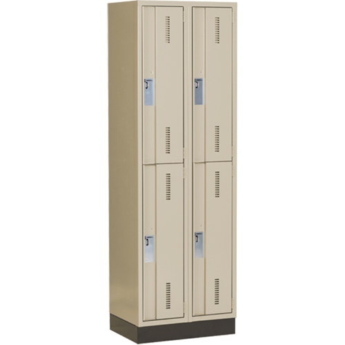 Concorde Heavy-Duty Lockers, 2 -tier, Bank of 2, 24" x 18" x 76", Steel, Beige, Welded (Assembled) Groupe Belzile Dickner