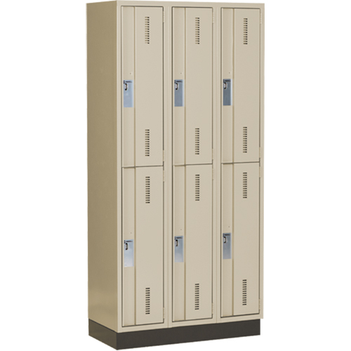 Concorde Heavy-Duty Lockers, 2 -tier, Bank of 3, 36" x 18" x 76", Steel, Beige, Welded (Assembled) Groupe Belzile Dickner
