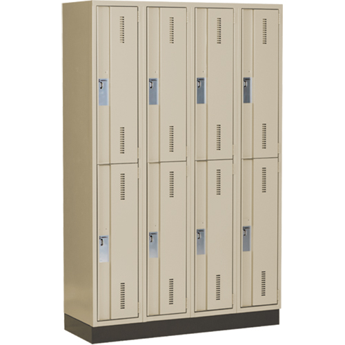 Concorde Heavy-Duty Lockers, 2 -tier, Bank of 4, 48" x 18" x 76", Steel, Beige, Welded (Assembled) Groupe Belzile Dickner