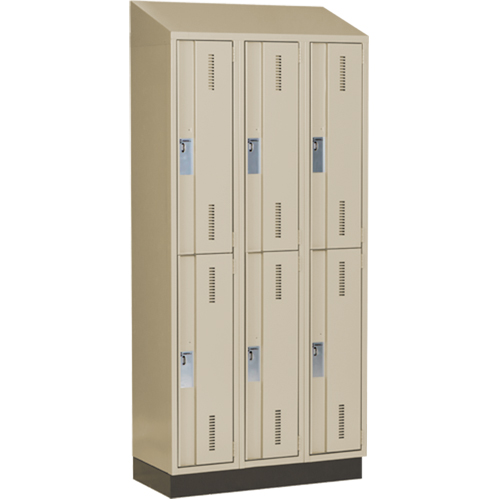 Concorde Heavy-Duty Lockers, 2 -tier, Bank of 3, 36" x 18" x 82", Steel, Beige, Welded (Assembled) Groupe Belzile Dickner