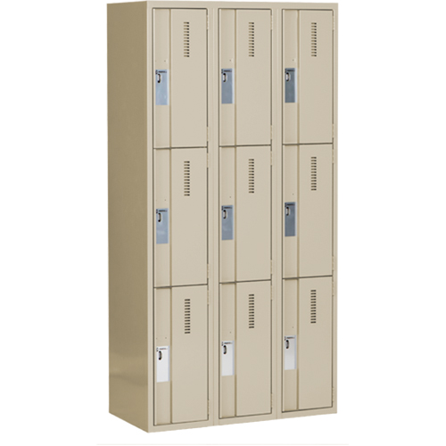 Casiers robustes Concorde, 3 niveaux, Bloc de 3, 36" x 18" x 72", Acier, Beige, Soud&eacute; (assembl&eacute;) Groupe Belzile Dickner