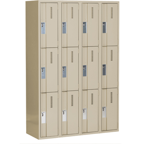 Casiers robustes Concorde, 3 niveaux, Bloc de 4, 48" x 18" x 72", Acier, Beige, Soud&eacute; (assembl&eacute;) Groupe Belzile Dickner