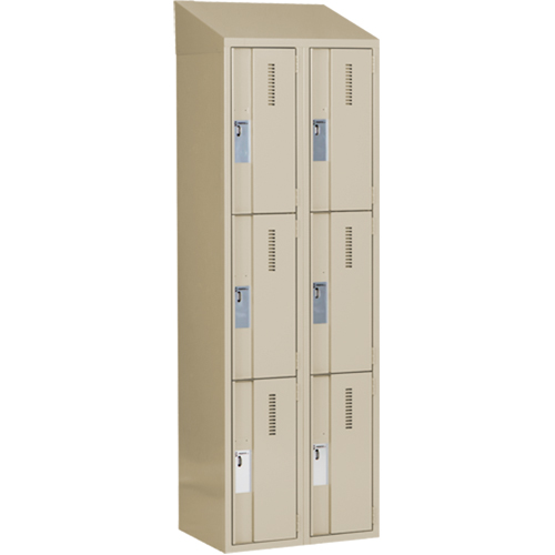 Concorde Heavy-Duty Lockers, 3 -tier, Bank of 2, 24" x 18" x 78", Steel, Beige, Welded (Assembled) Groupe Belzile Dickner