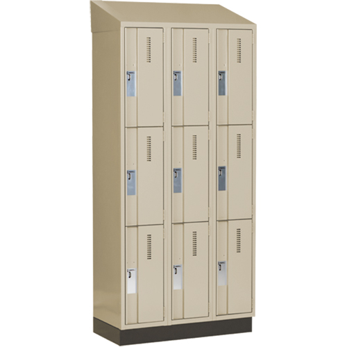 Concorde Heavy-Duty Lockers, 3 -tier, Bank of 3, 36" x 18" x 82", Steel, Beige, Welded (Assembled) Groupe Belzile Dickner
