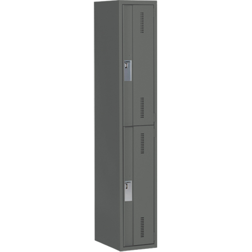 Concorde Heavy-Duty Lockers, 2 -tier, 12" x 18" x 72", Steel, Charcoal, Welded (Assembled) Groupe Belzile Dickner