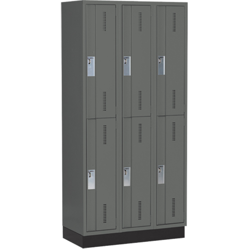 Casiers robustes Concorde, 2 niveaux, Bloc de 3, 36" x 18" x 76", Acier, Charbon, Soud&eacute; (assembl&eacute;) Groupe Belzile Dickner