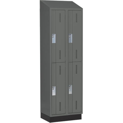 Concorde Heavy-Duty Lockers, 2 -tier, Bank of 2, 24" x 18" x 82", Steel, Charcoal, Welded (Assembled) Groupe Belzile Dickner